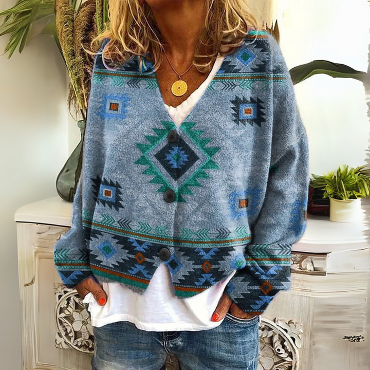 Aurore — Cardigan fleuri en maille douce