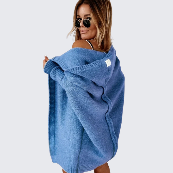 Céleste — Cardigan à capuche en maille cocon