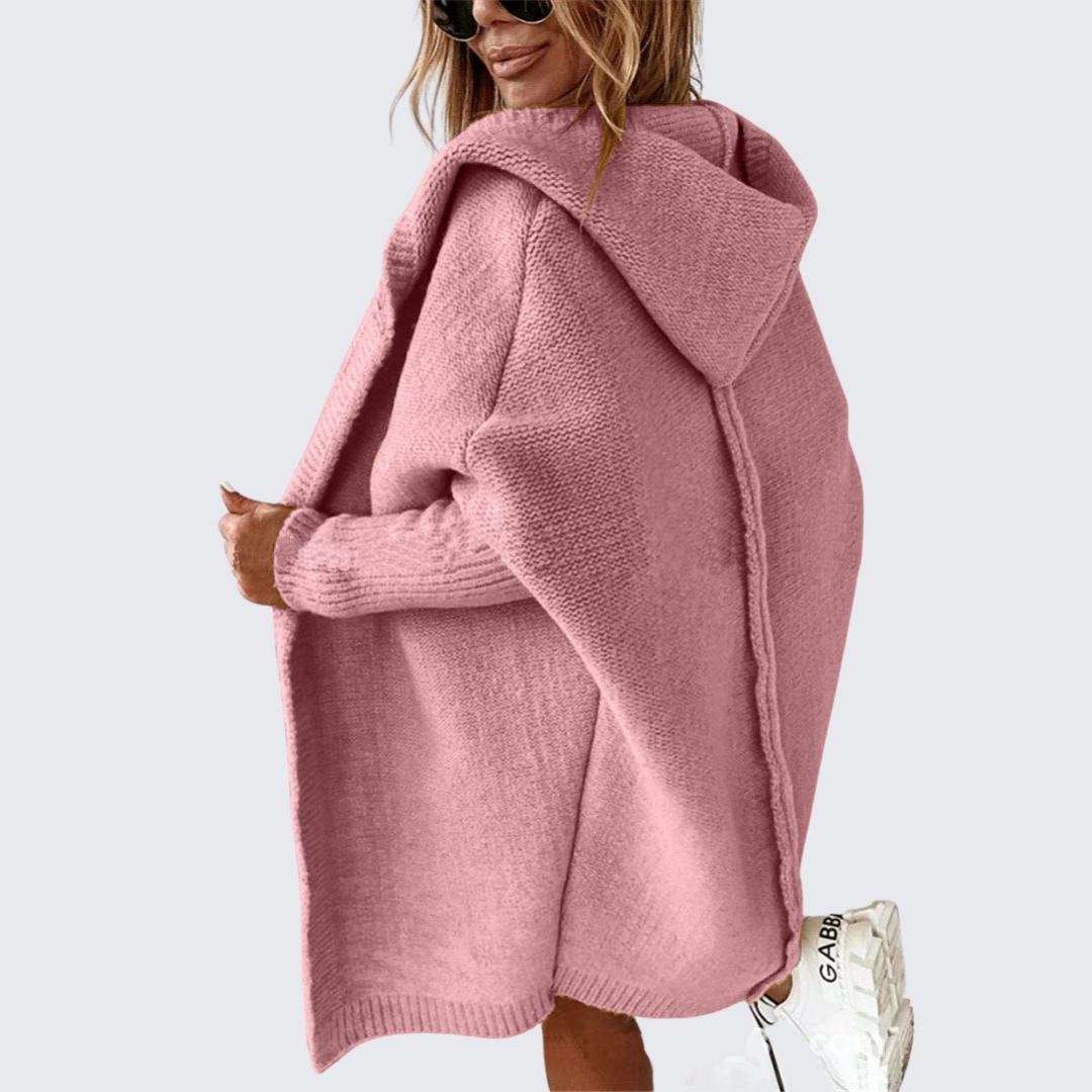 Céleste — Cardigan à capuche en maille cocon