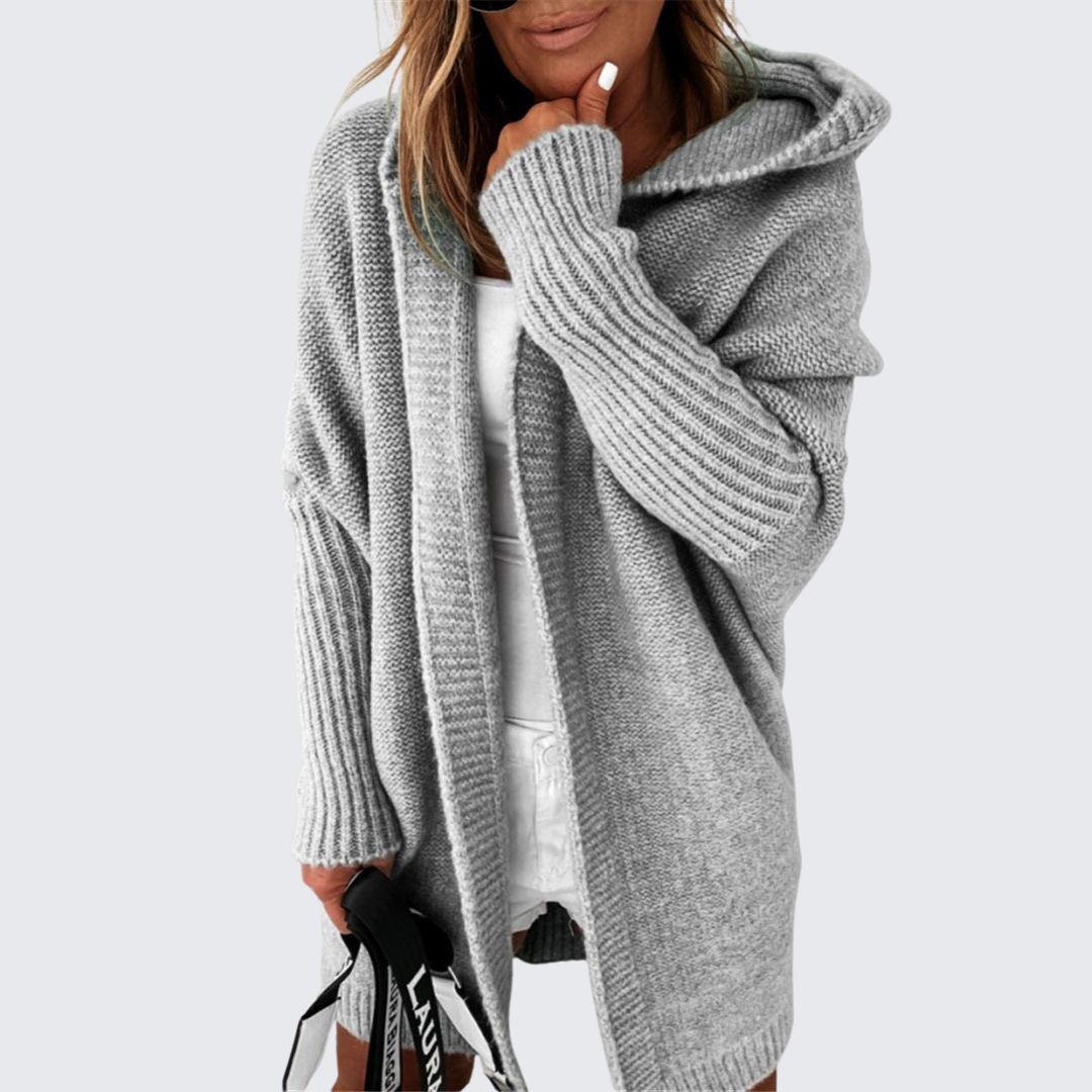 Céleste — Cardigan à capuche en maille cocon