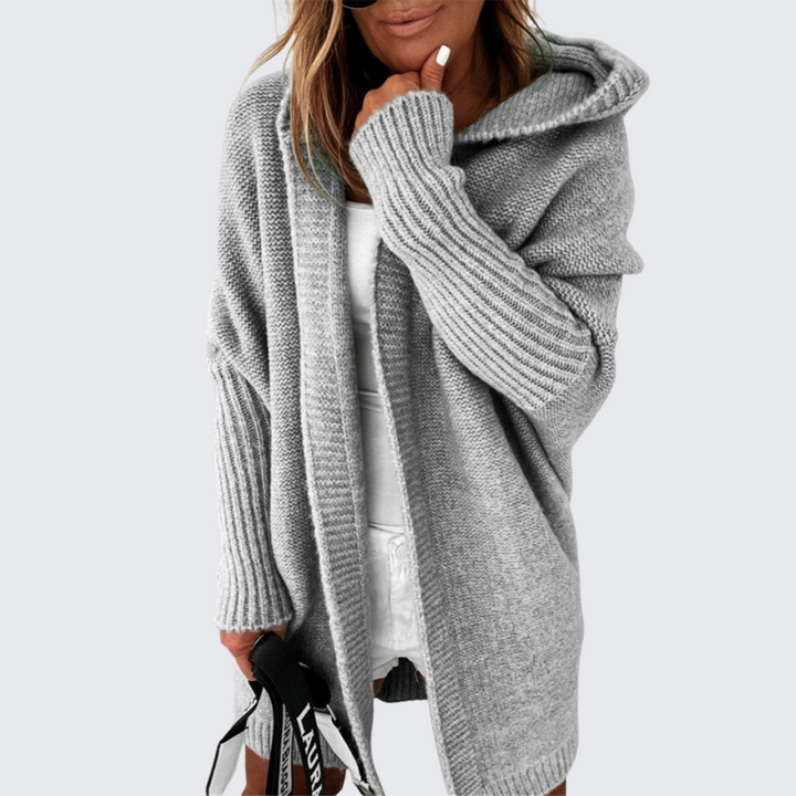 Céleste — Cardigan à capuche en maille cocon